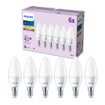 Confezione Multipack 6x Philips Bulbo LED E14 Candela Ghiaccio 5W 470lm - 827 Bianco Molto Caldo