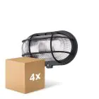 Confezione Multipack 4x D'Lite Luce Da Parete Ecco Nero Ovale | IP44 - Adatto per 1x E27